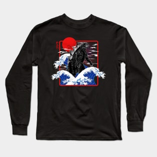 Great Wave Godzilla Long Sleeve T-Shirt